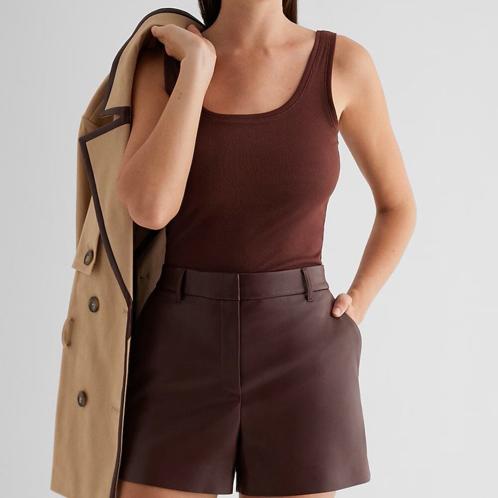 Express Editor High Waisted Faux Leather Shorts